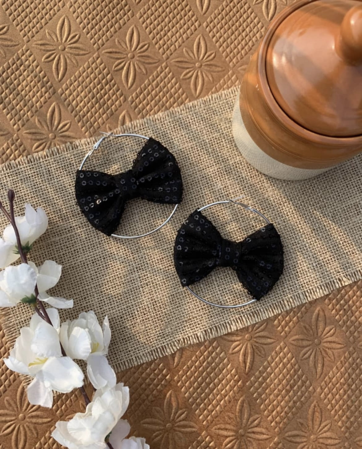 Quirky Printed Bow Hoops-l image 0