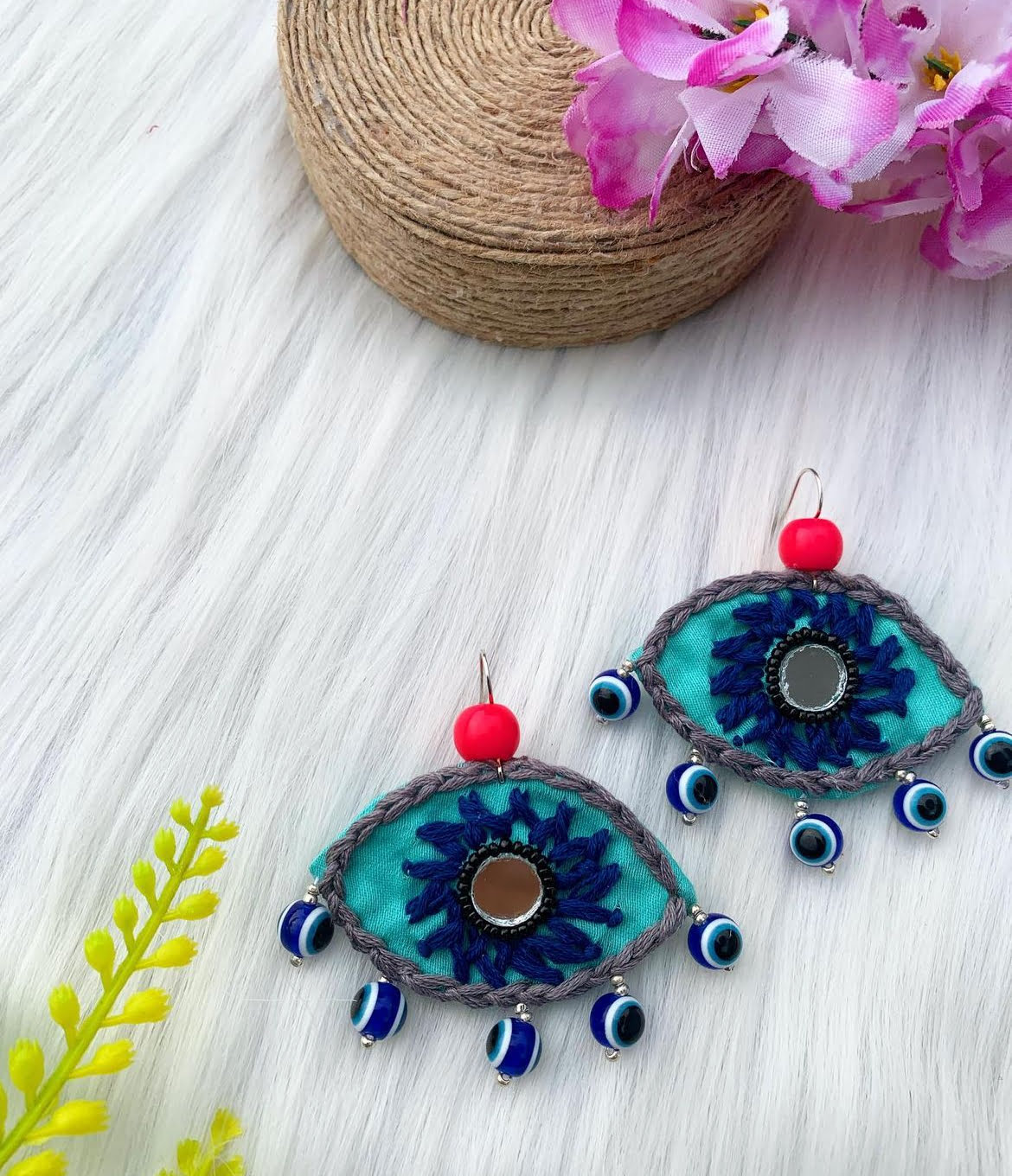 Evil Eye Threadwork Earrings image 1