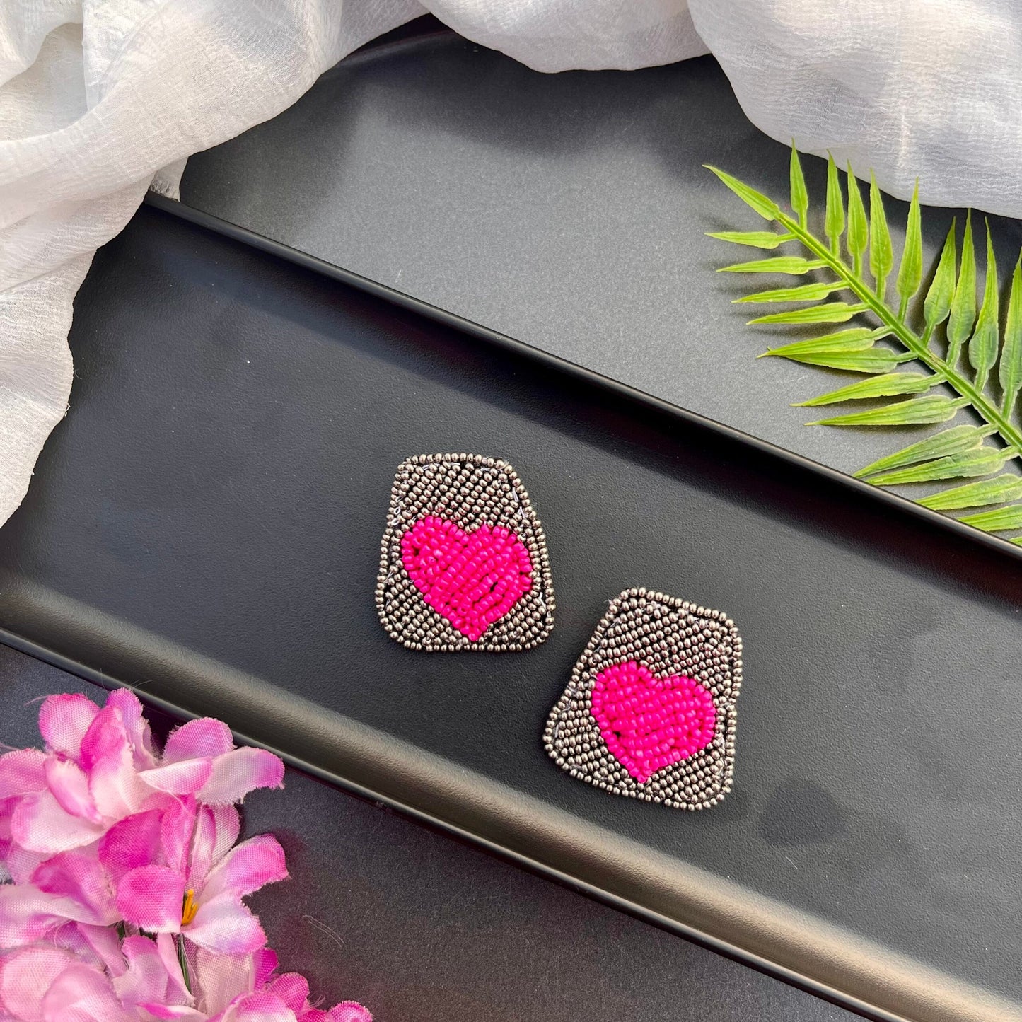 Pink Heart Studs image 0