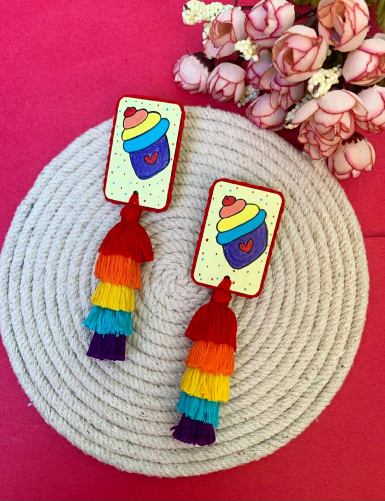 Handpainted Cupcake Earrings image 0