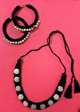 Braided Coin Choker & Hoops Combo-Silver image 1