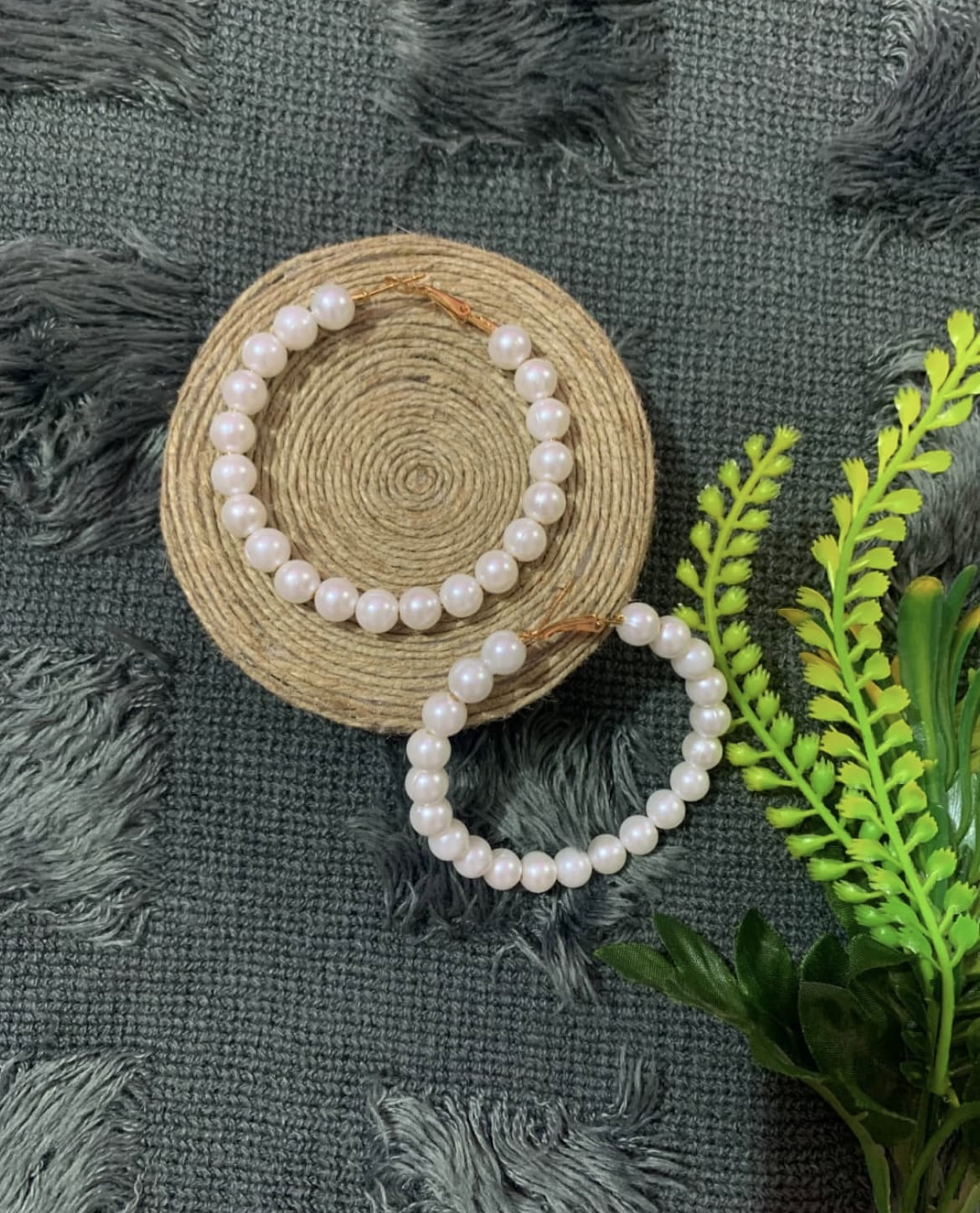 Round Pearl Hoops image 0