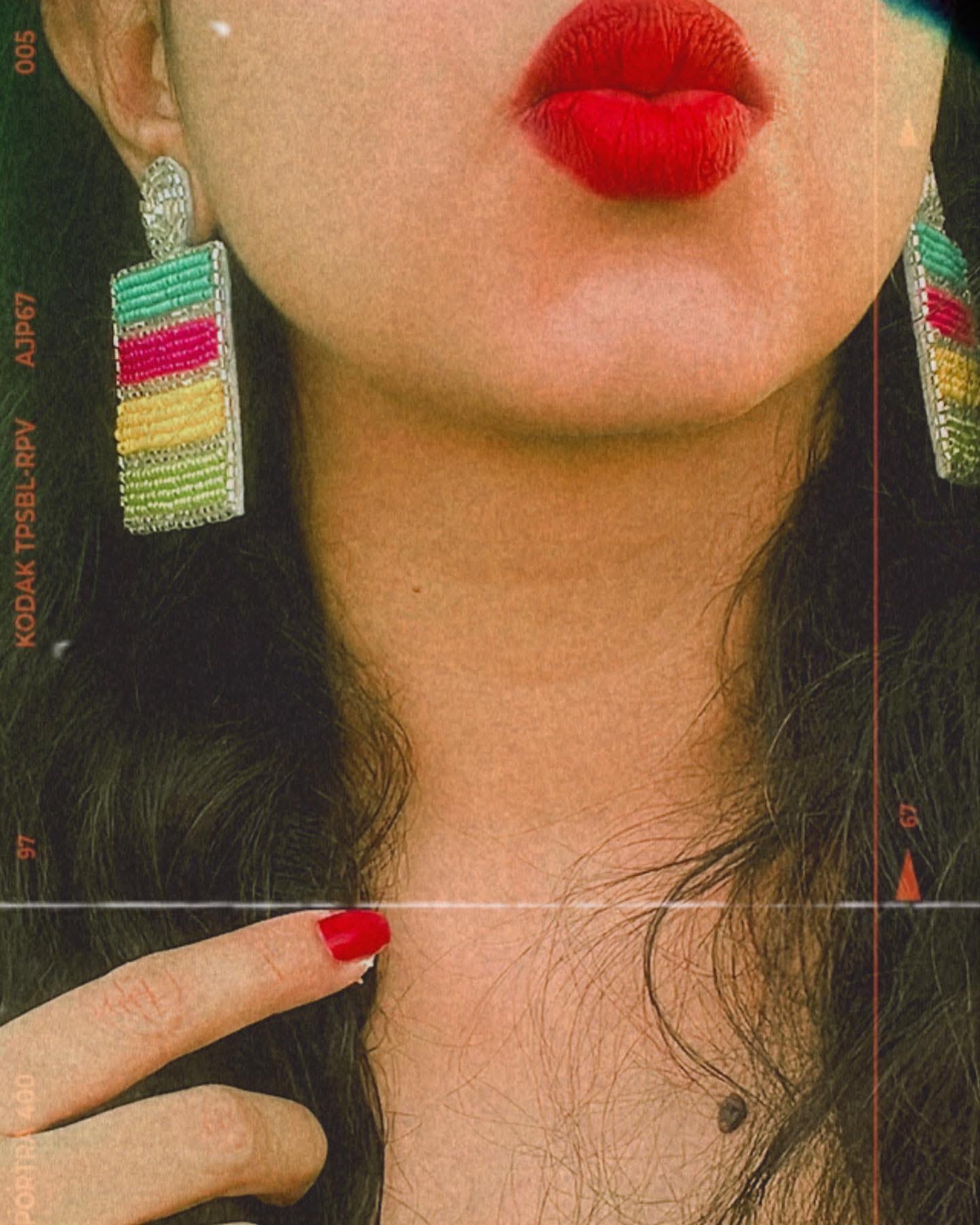 Multicolor Rectangle Earrings image 1