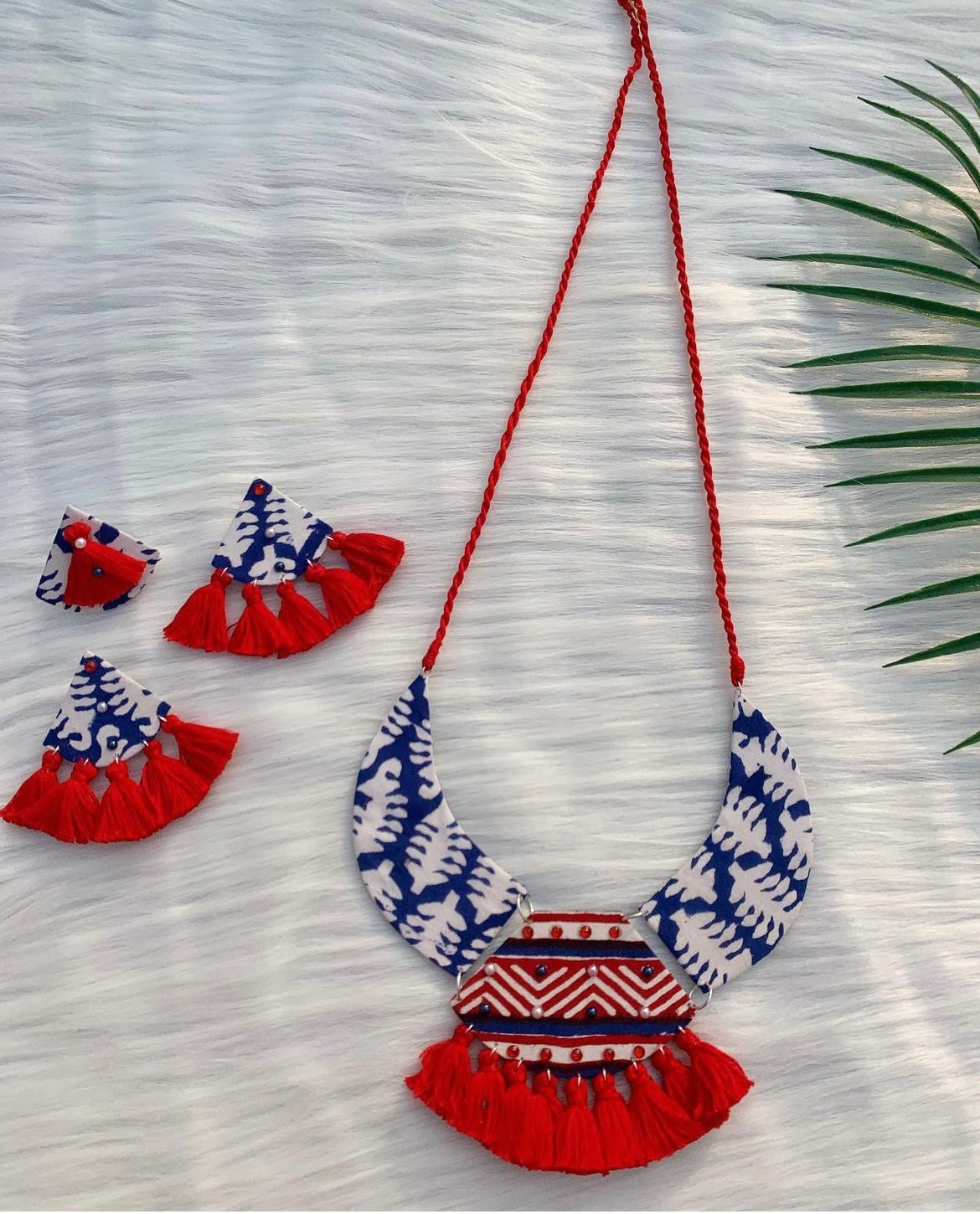 Printed Tassel Neckpiece Combo image 0