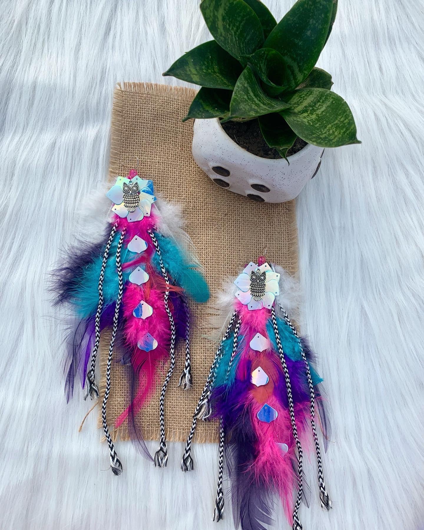 Bohemian Oversized Feather Earrings image 0