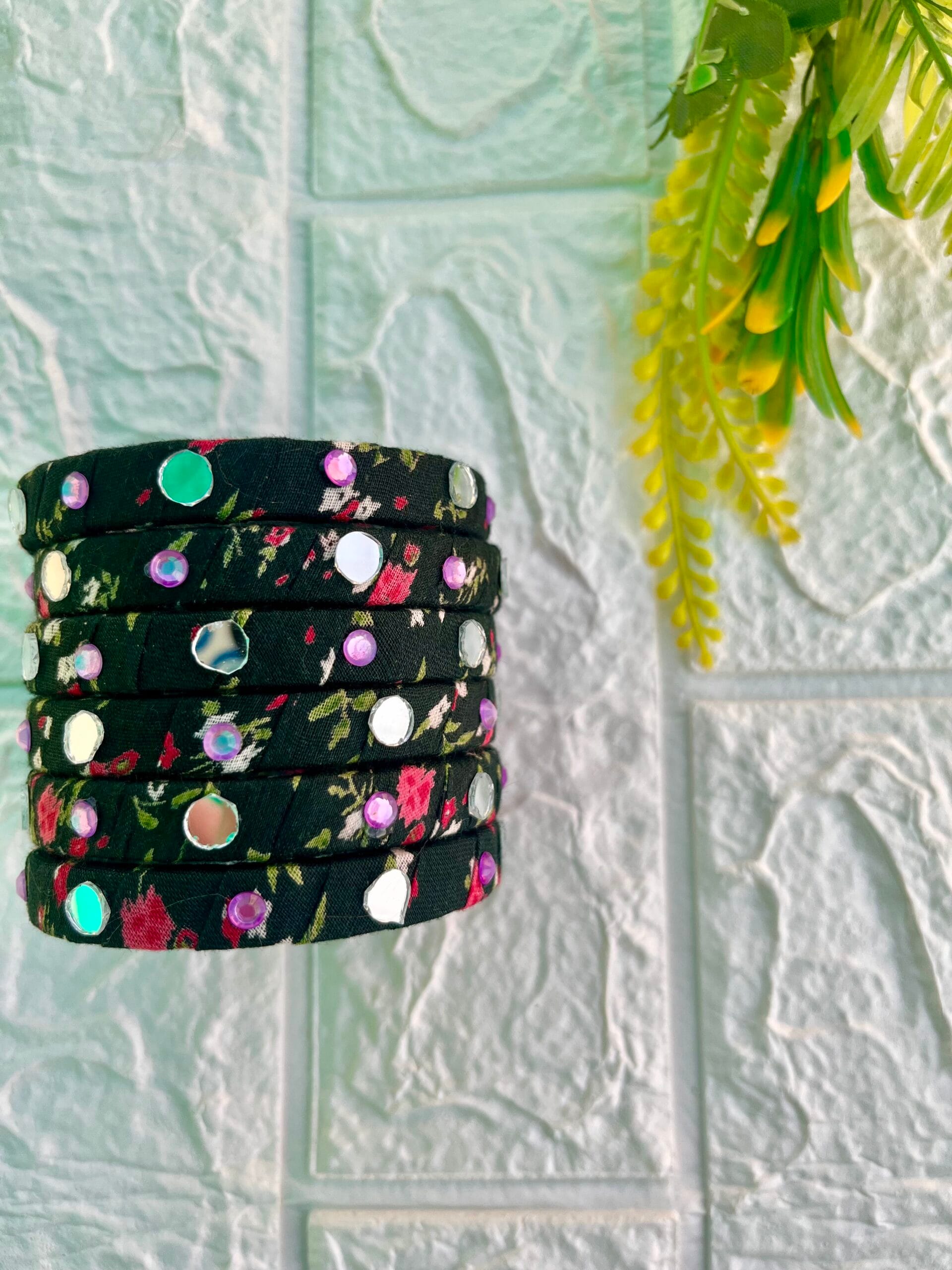 Printed Mirror Bangles Set image 2