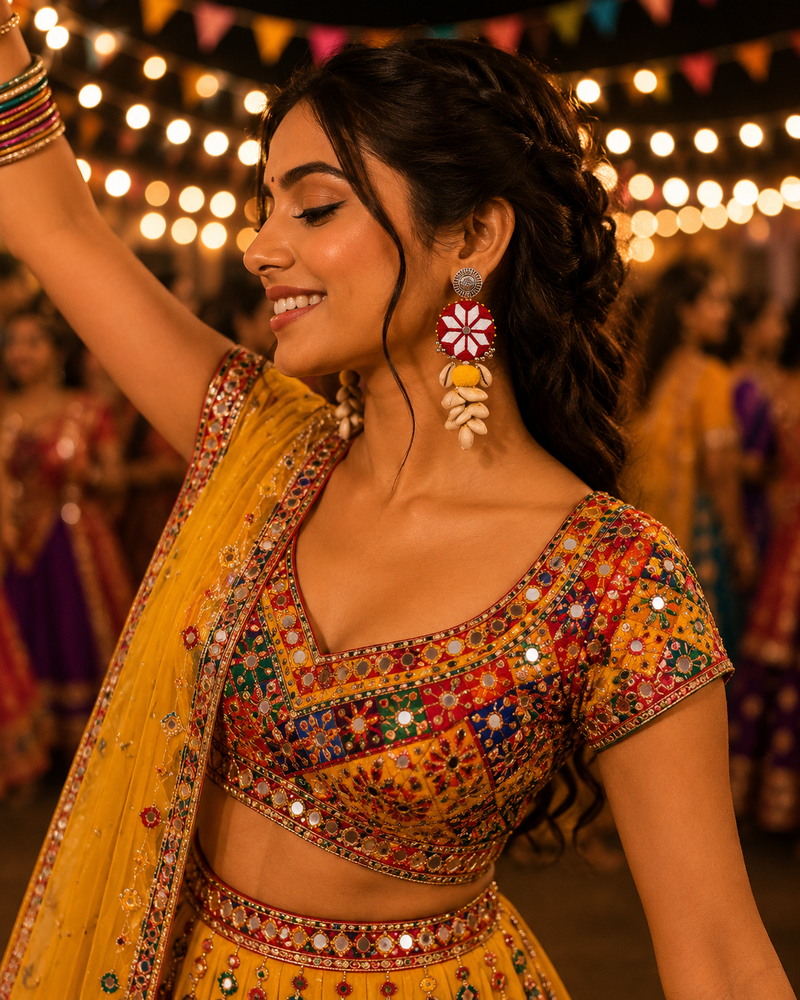 Jhoomer Mirror Earrings For Navratri