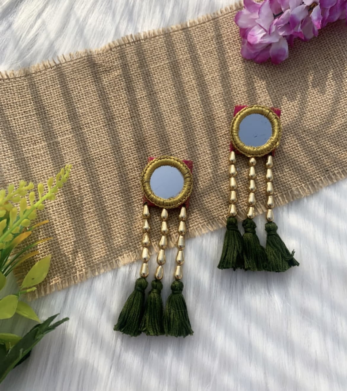 Brocade Mirror Earrings image 0