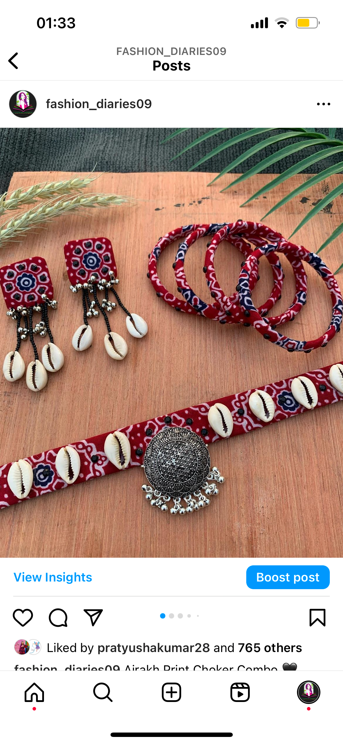 Maroon Ajrakh Print Choker Set image 0
