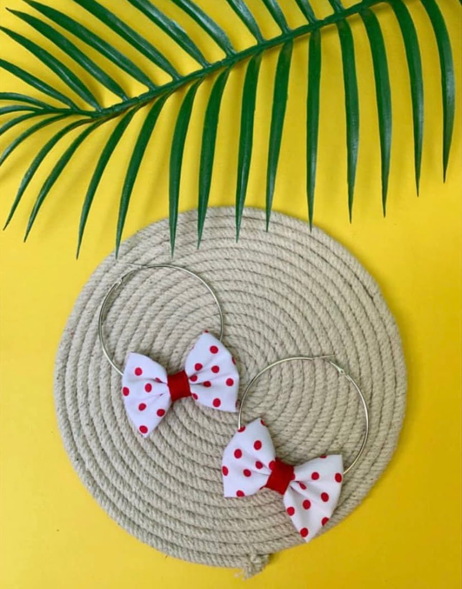 Polka Bow Hoops-White image 0
