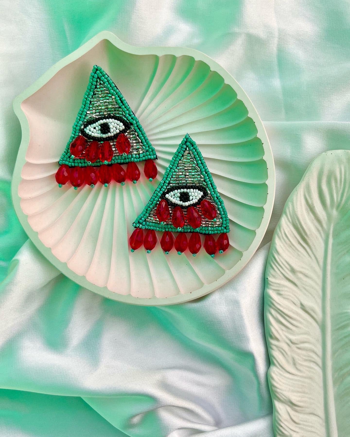 Triangle Evil Eye Earrings image 2