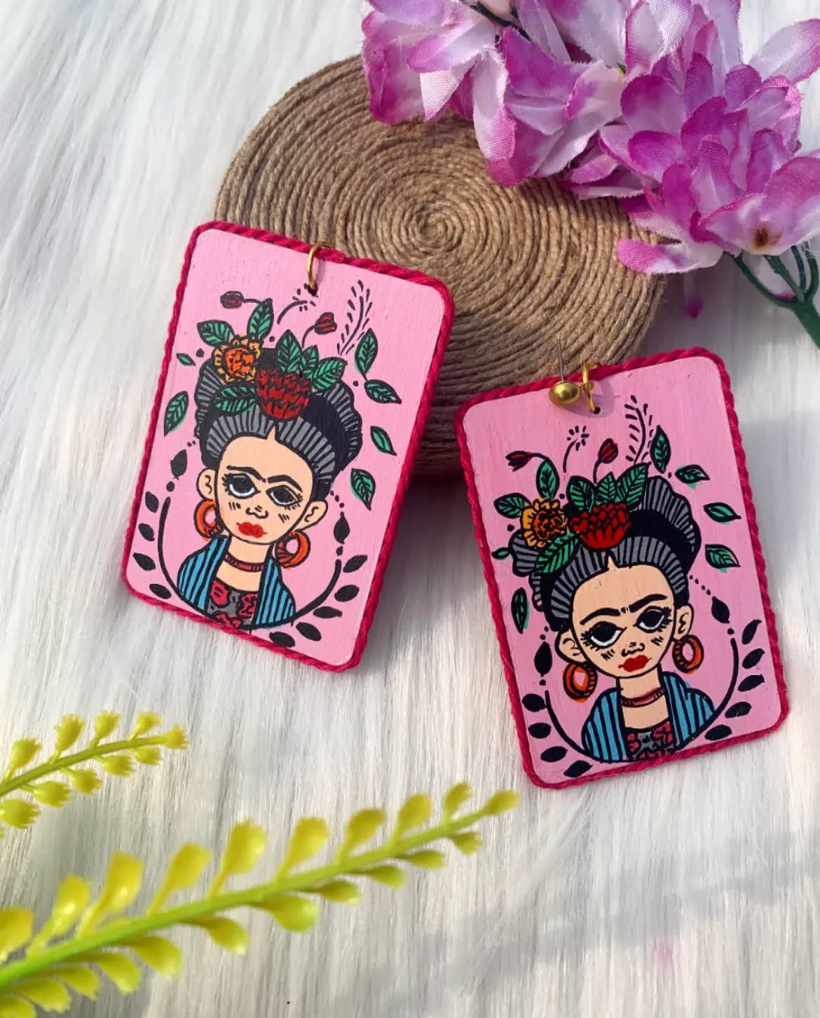 Handpainted Frida Danglers image 0