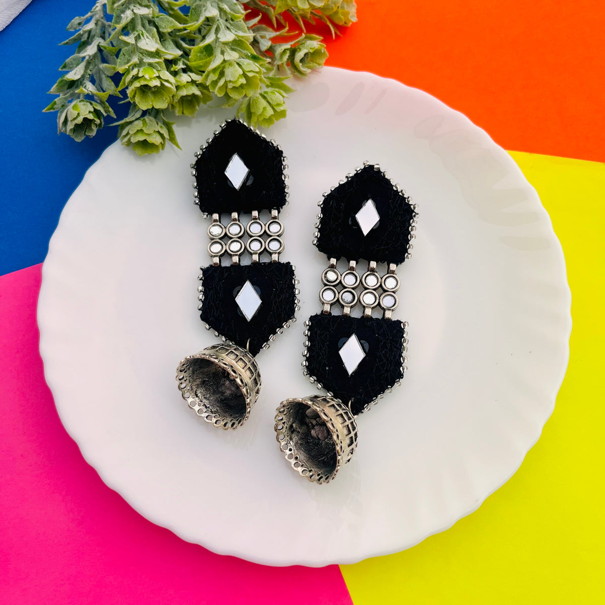 Black Beauty Ethnic Earrings