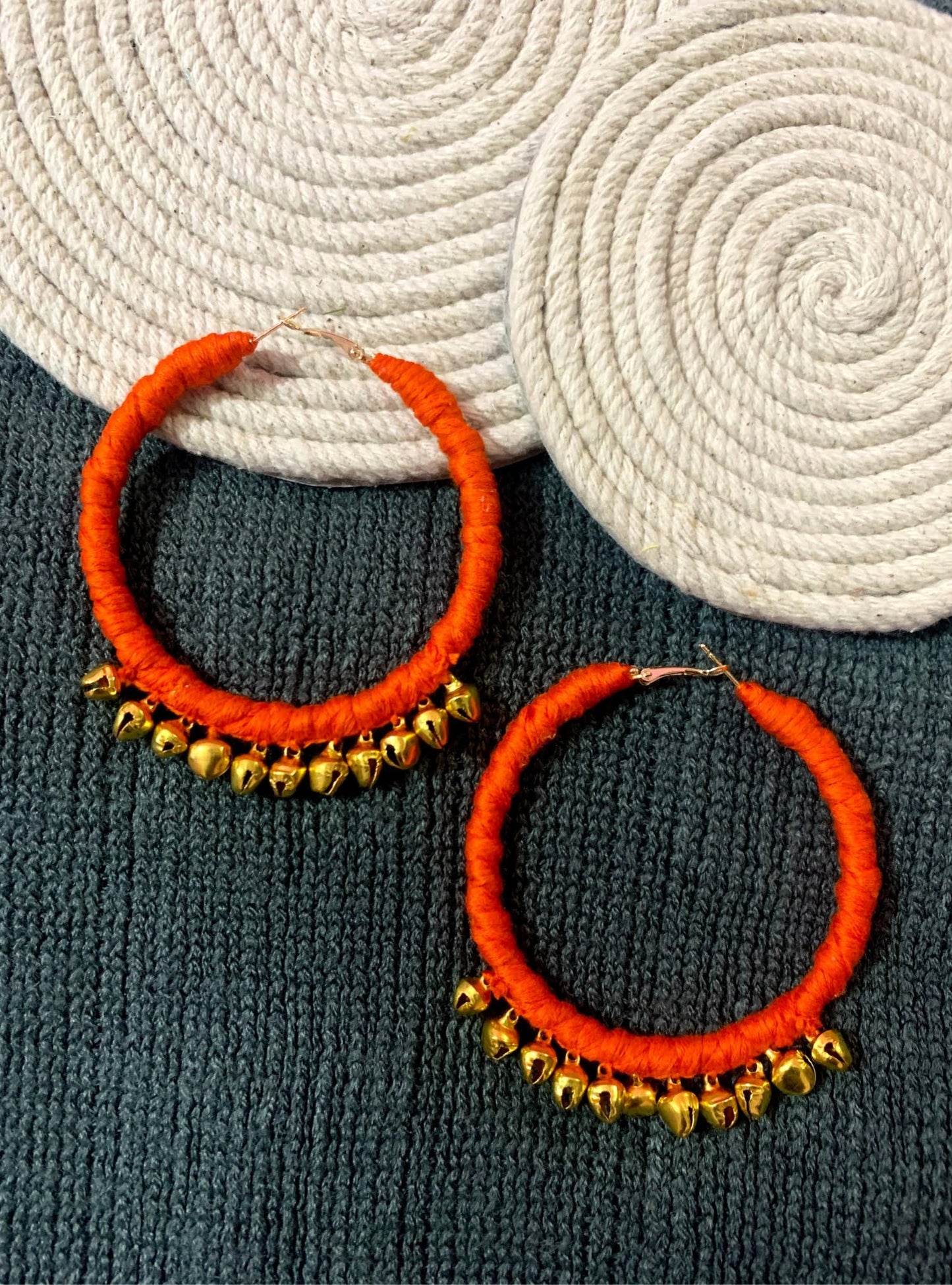 Embellished Ghunghroo Hoops- Golden image 0