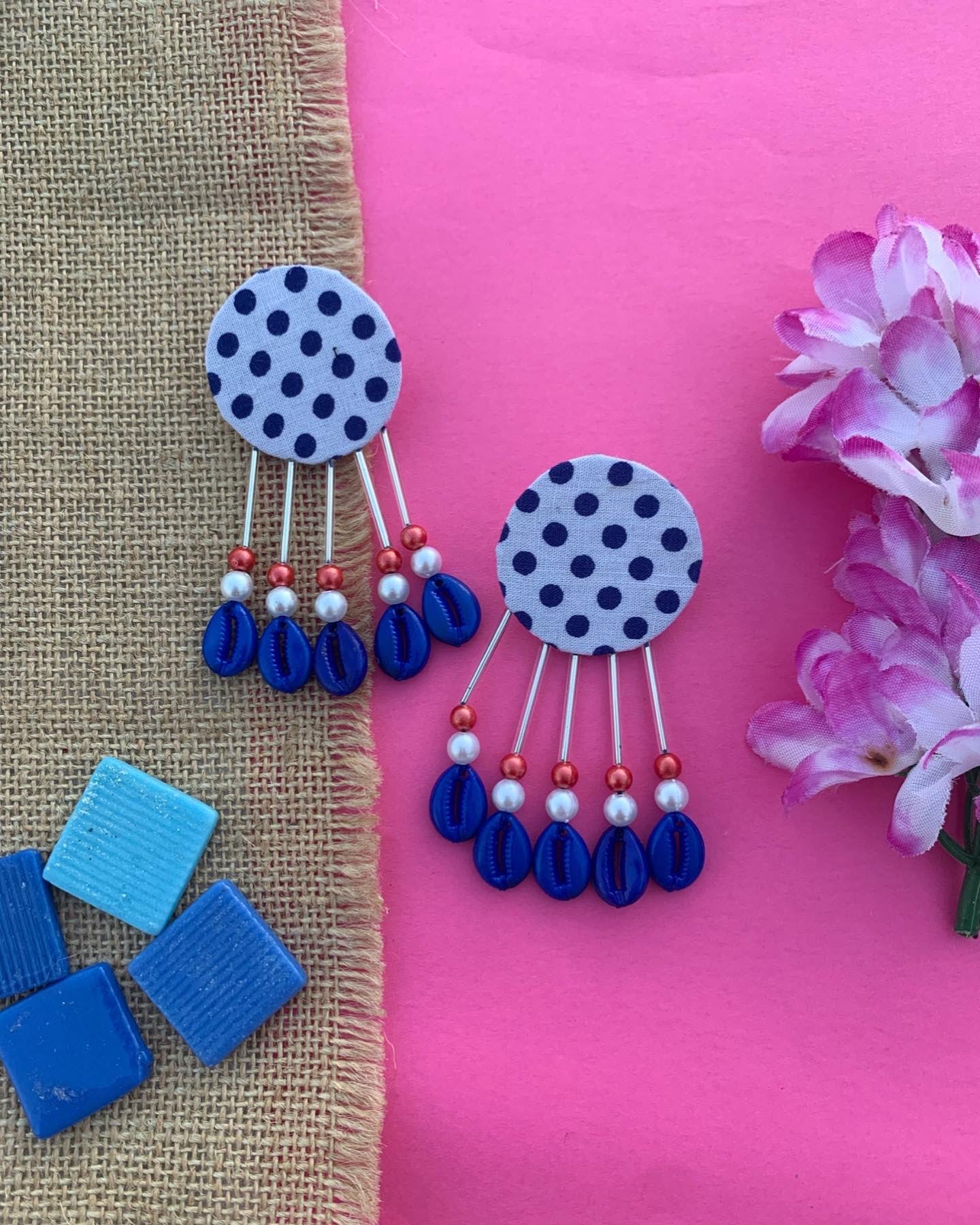 Indigo Fabric Earrings image 4