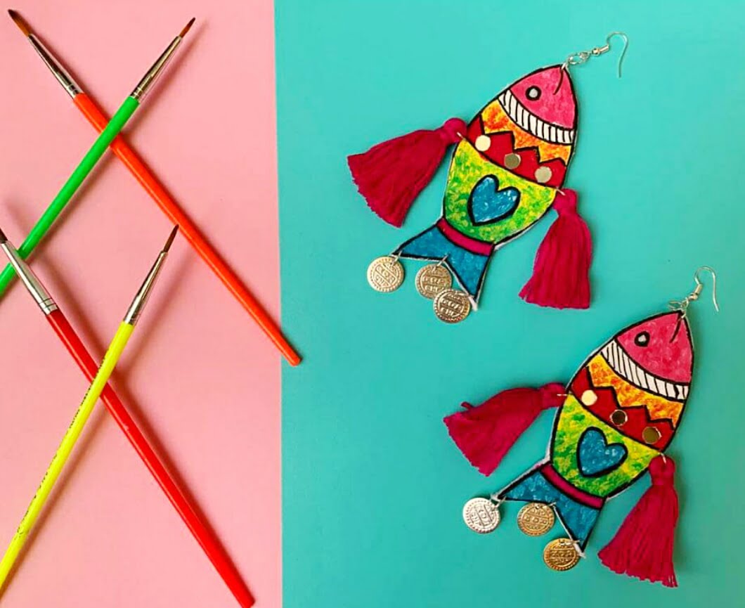 Handpainted Fish Earrings image 0