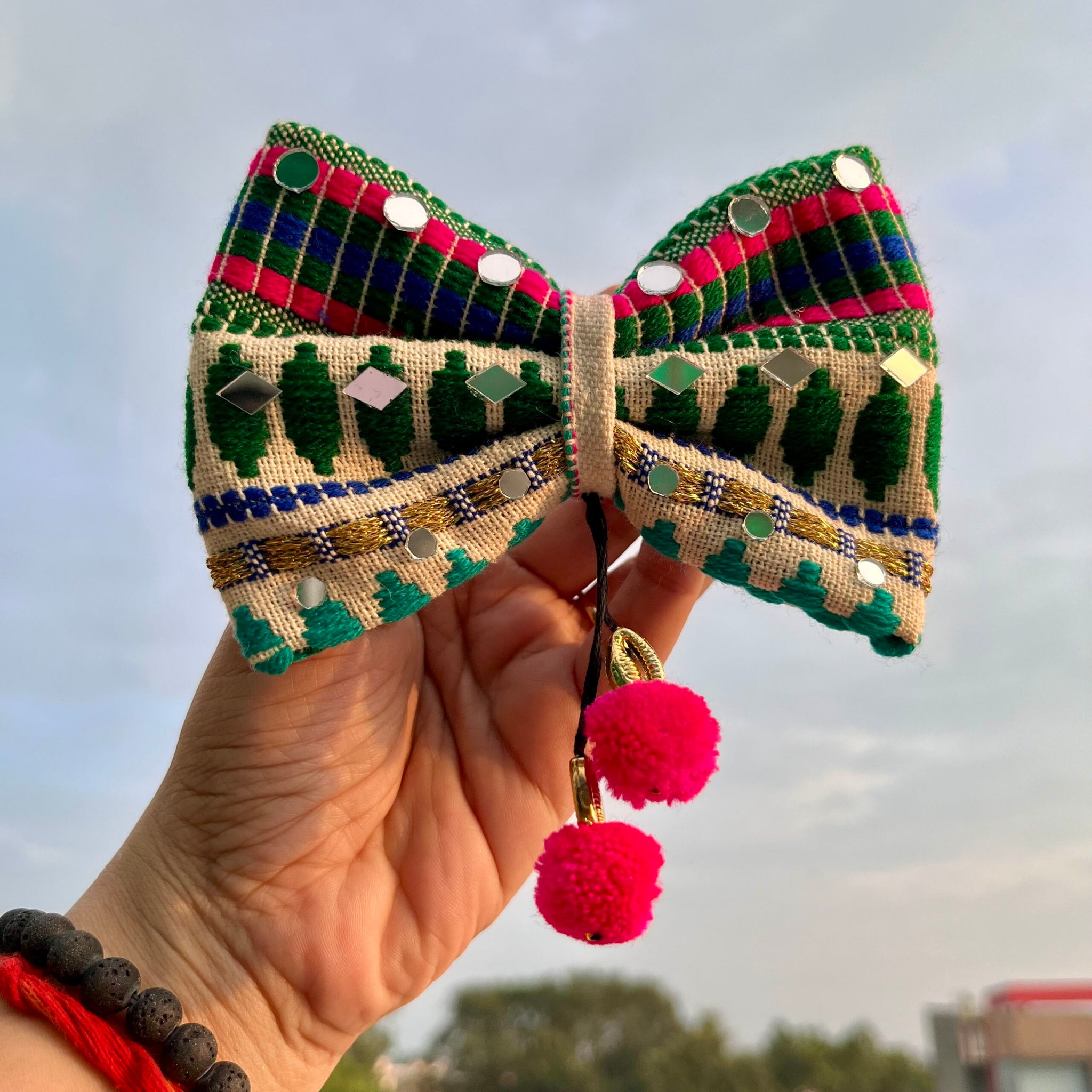 Dandiya Dazzle Bows- Green image 2