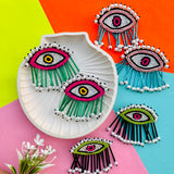 Pearl Blink Evil Eye Earrings