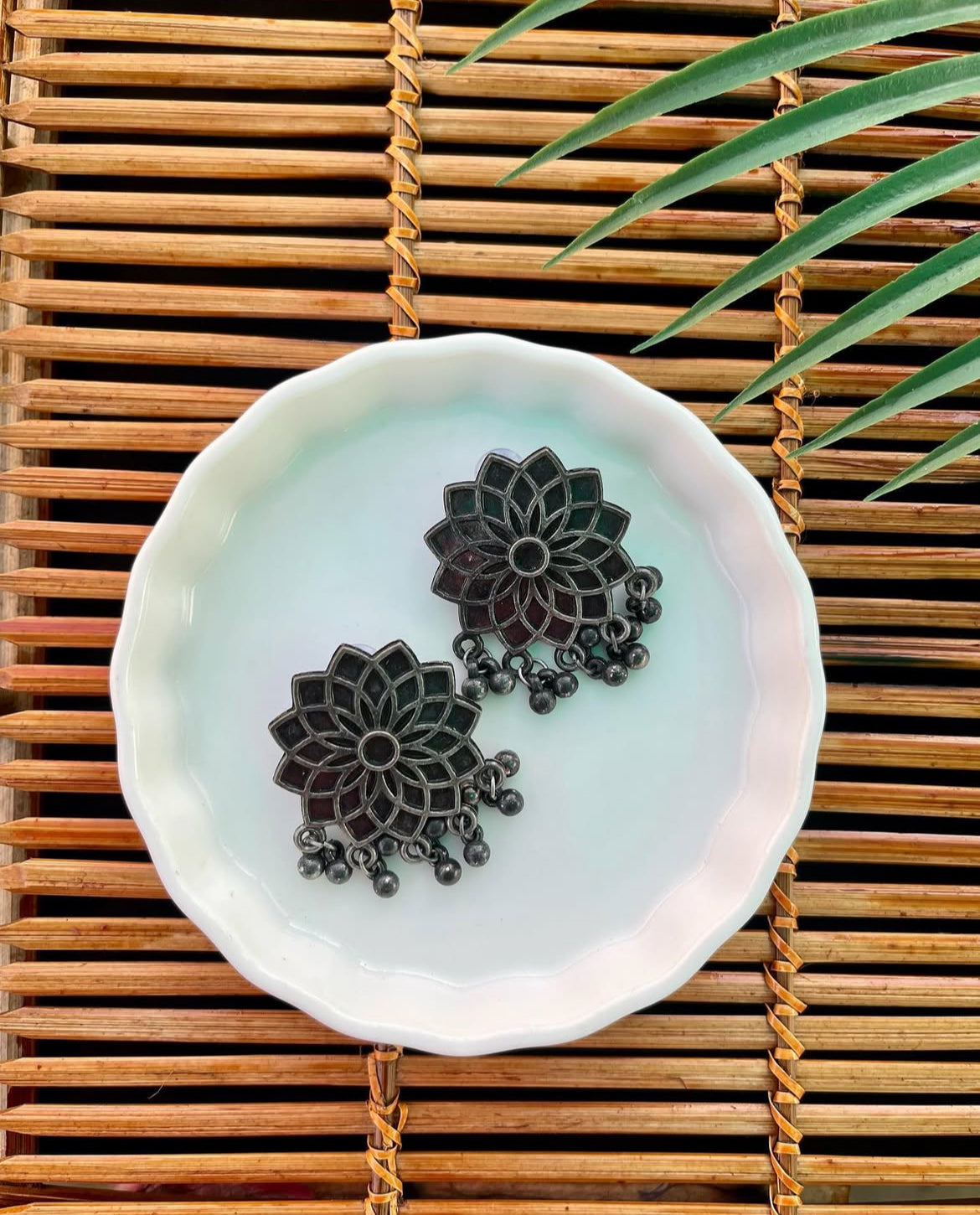 Black Metal Floral Earrings | Fashion Diaries