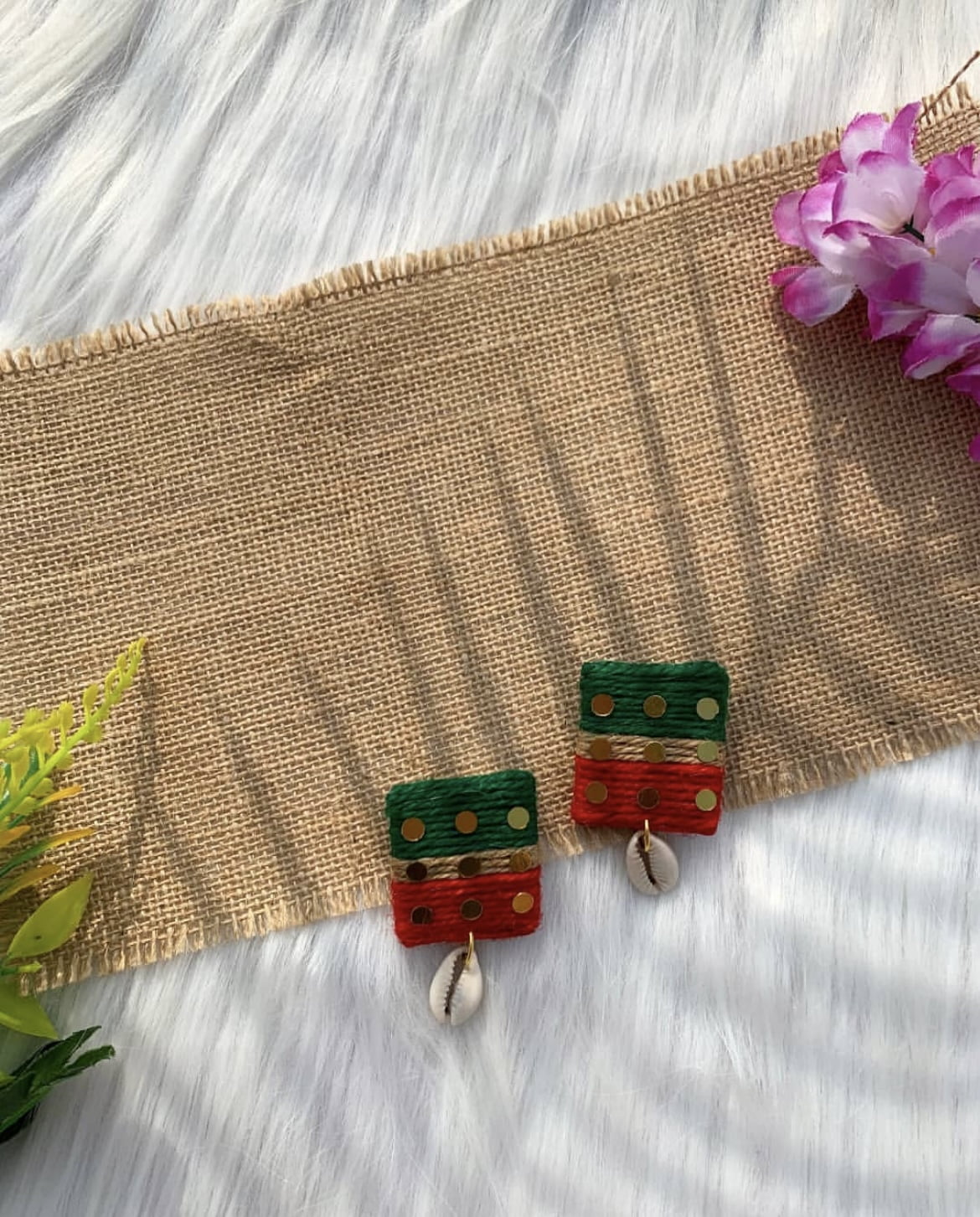 Colorful Jute Studs image 0