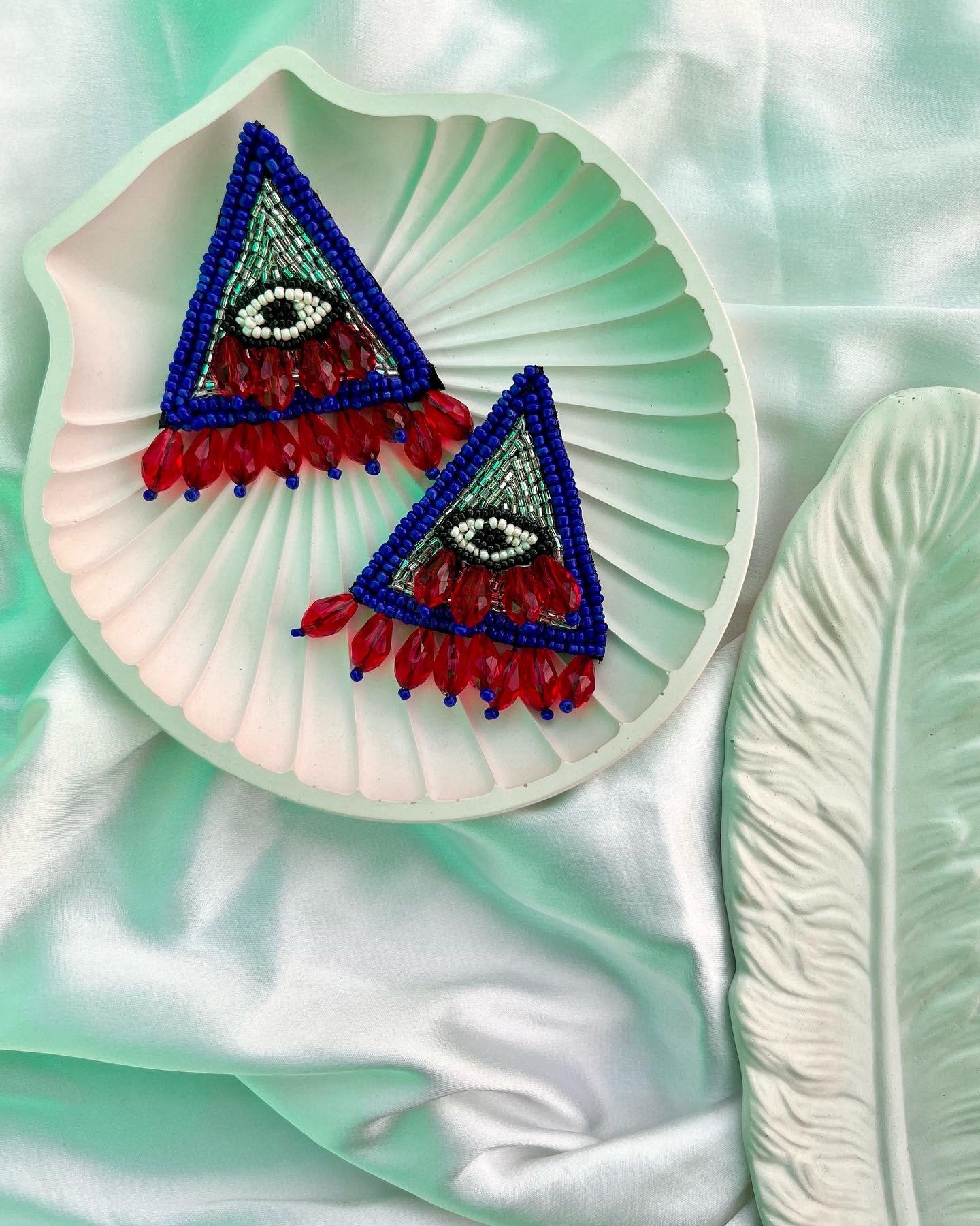 Triangle Evil Eye Earrings image 0