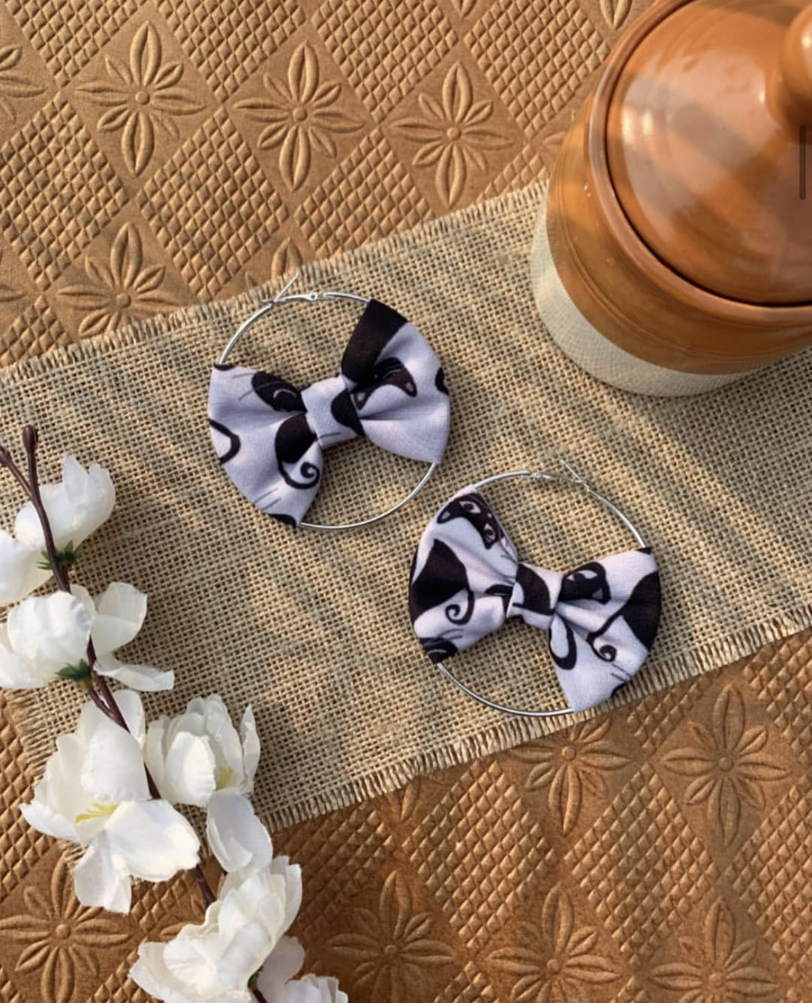 Quirky Printed Bow Hoops-ll image 1