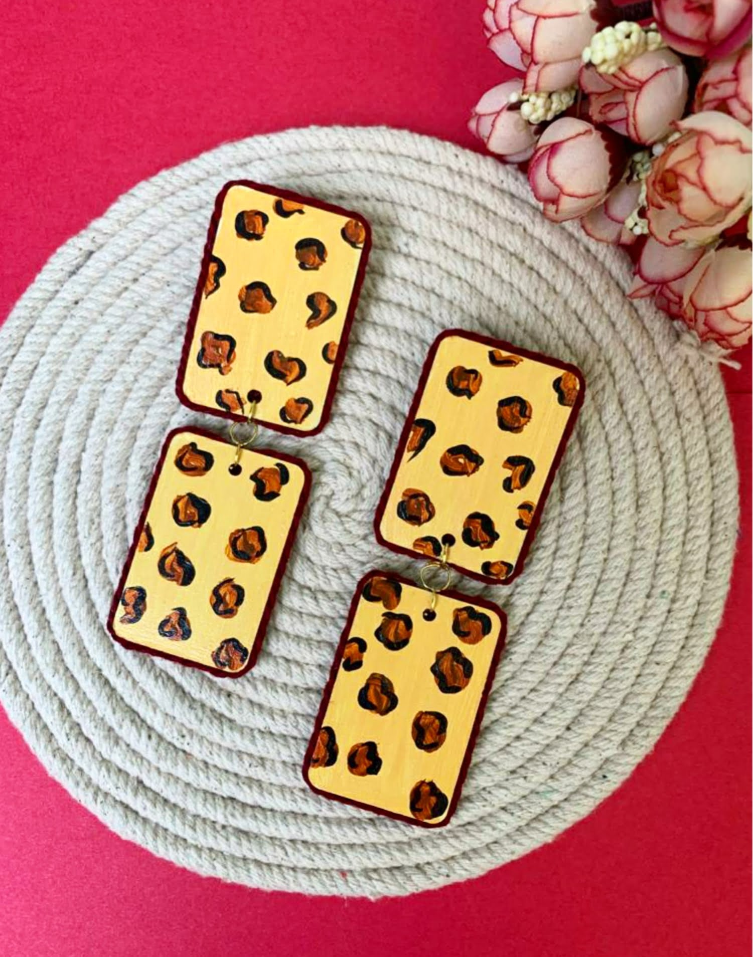 Handpainted Animal Print Earrings image 0