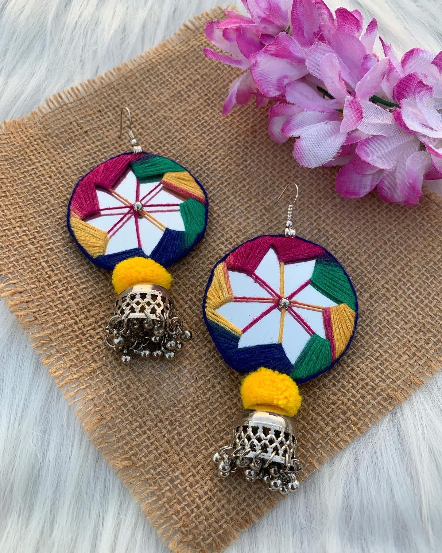 Rainbow Mirror Earrings- Medium image 1