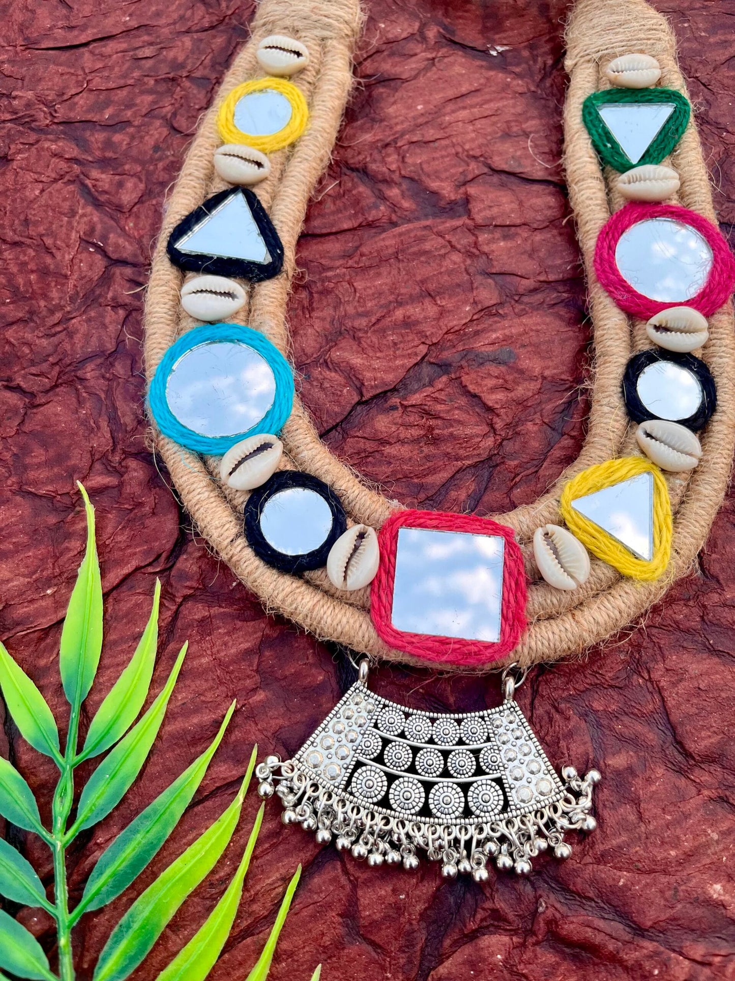 Jute & Mirror Neckpiece-ll image 0