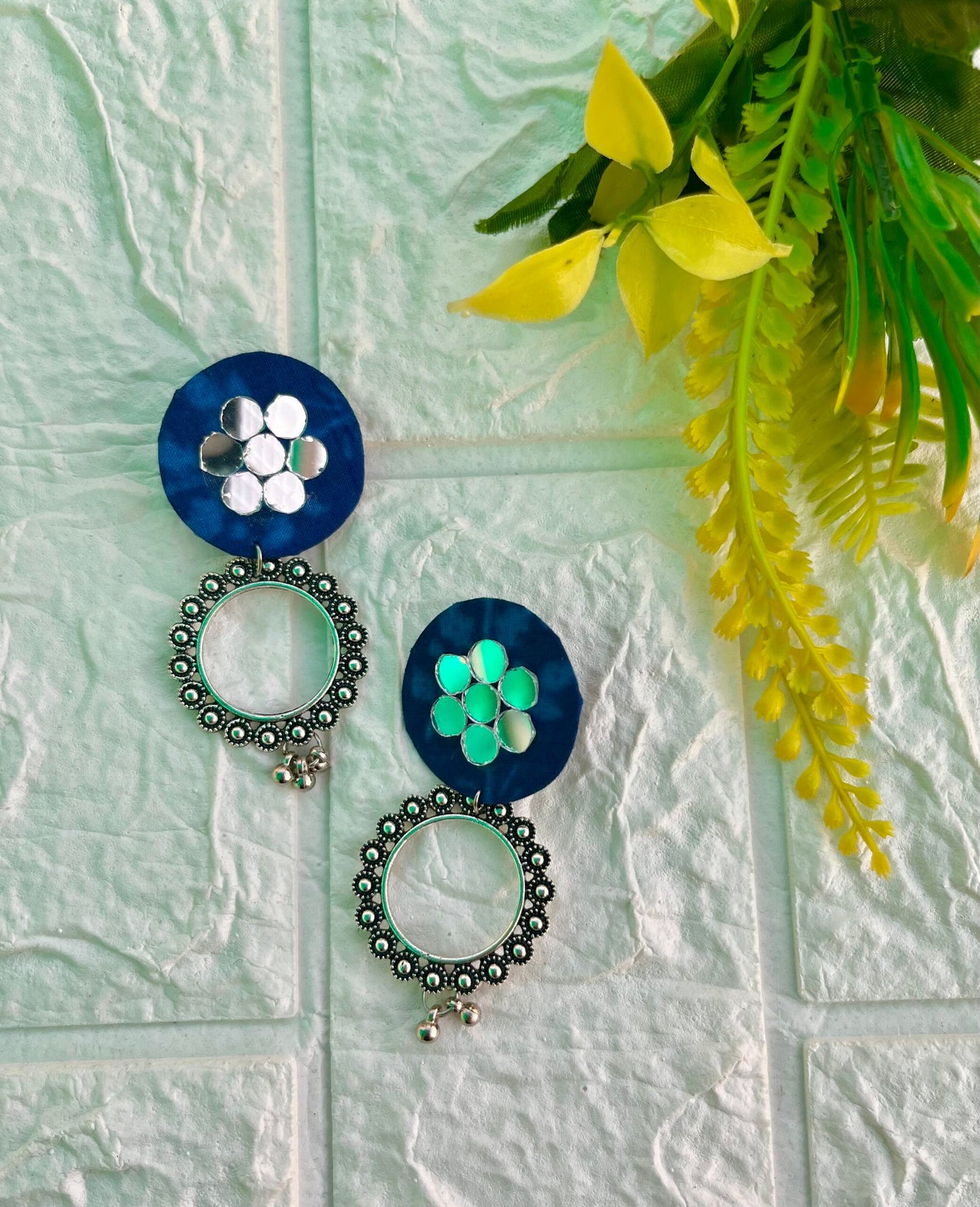 Round Indigo Earrings image 0