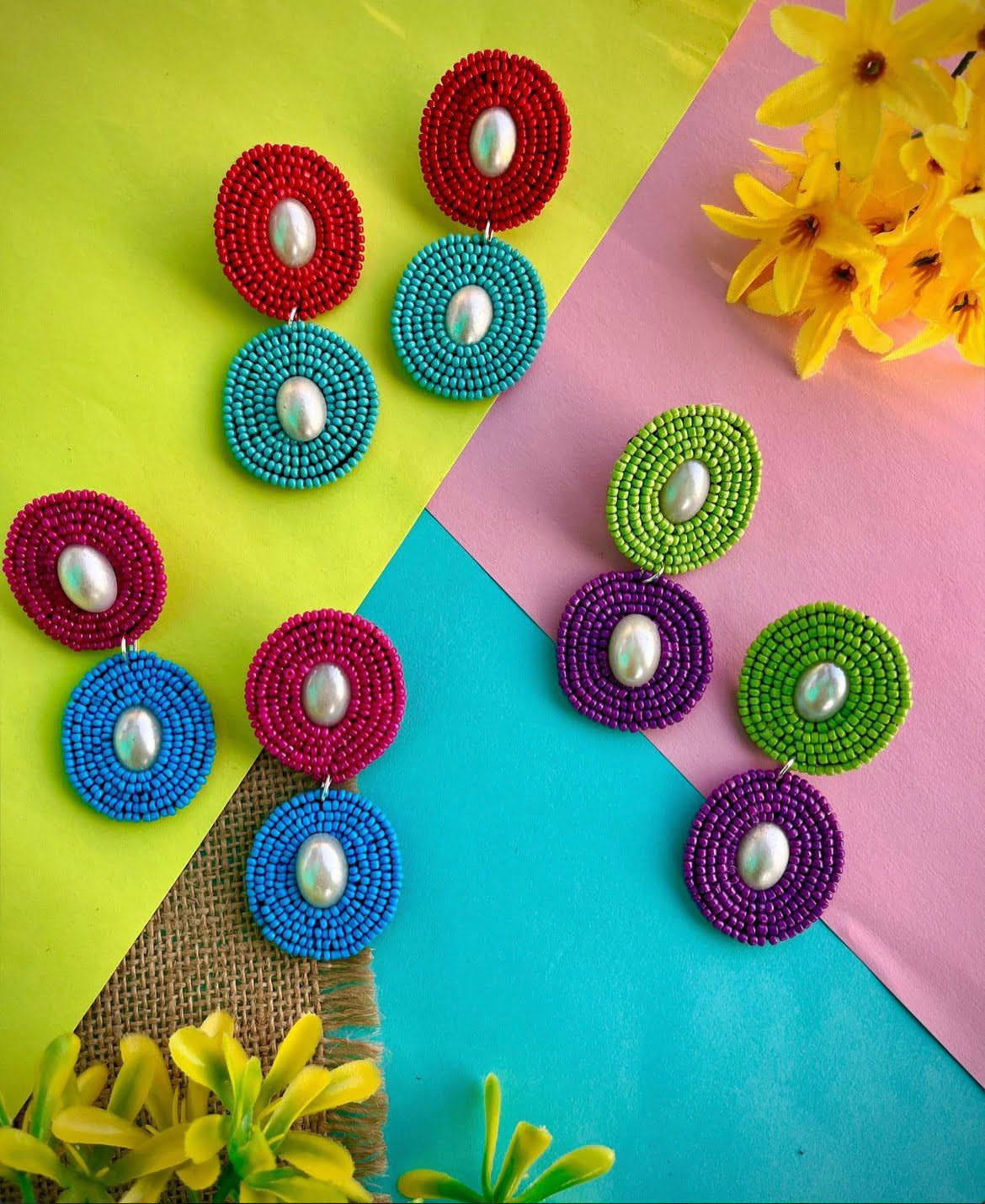 Dual Tone Beaded Earrings image 0