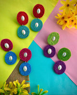 Dual Tone Beaded Earrings image 0