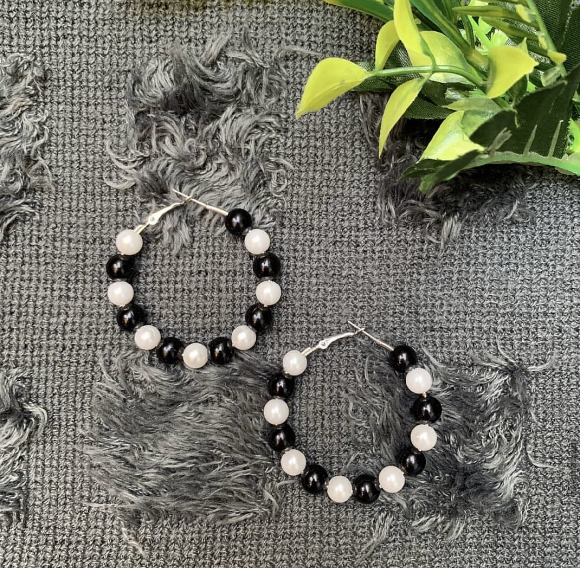 Dual Tone Mini Bead Hoops image 0