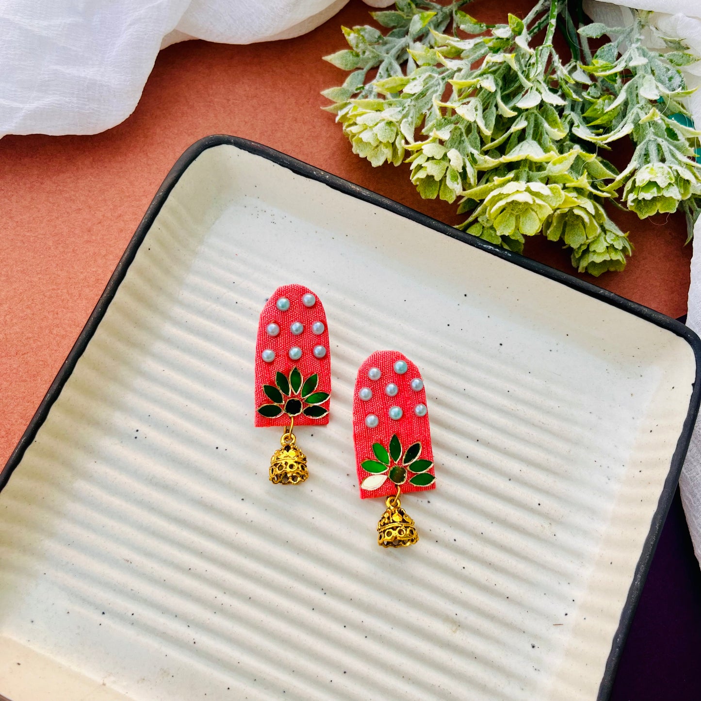 Fabric Bloom Earrings