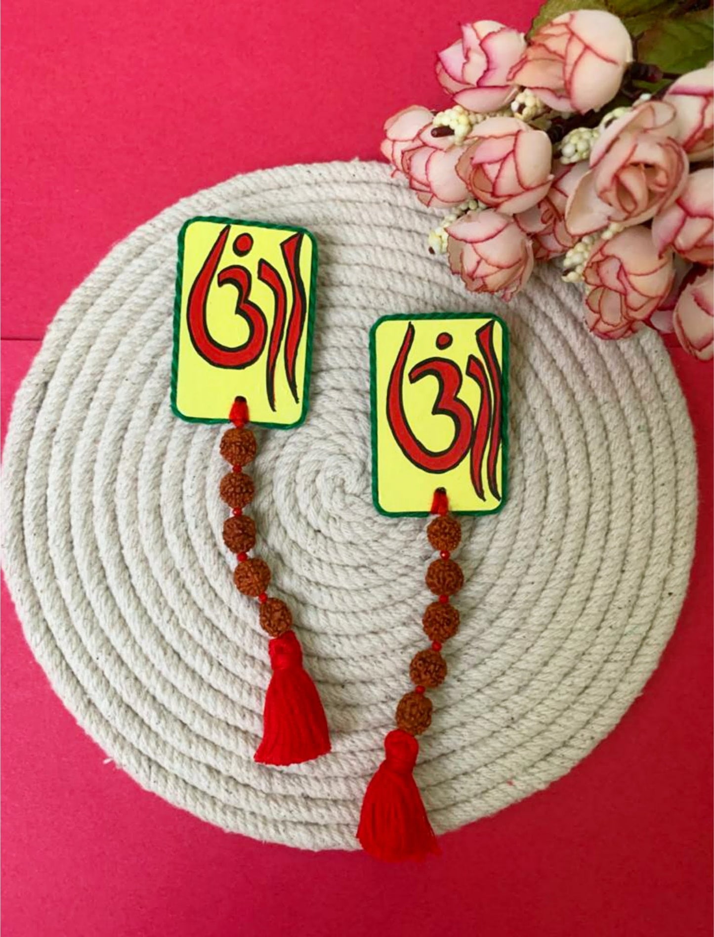 Handpainted Om Earrings image 0