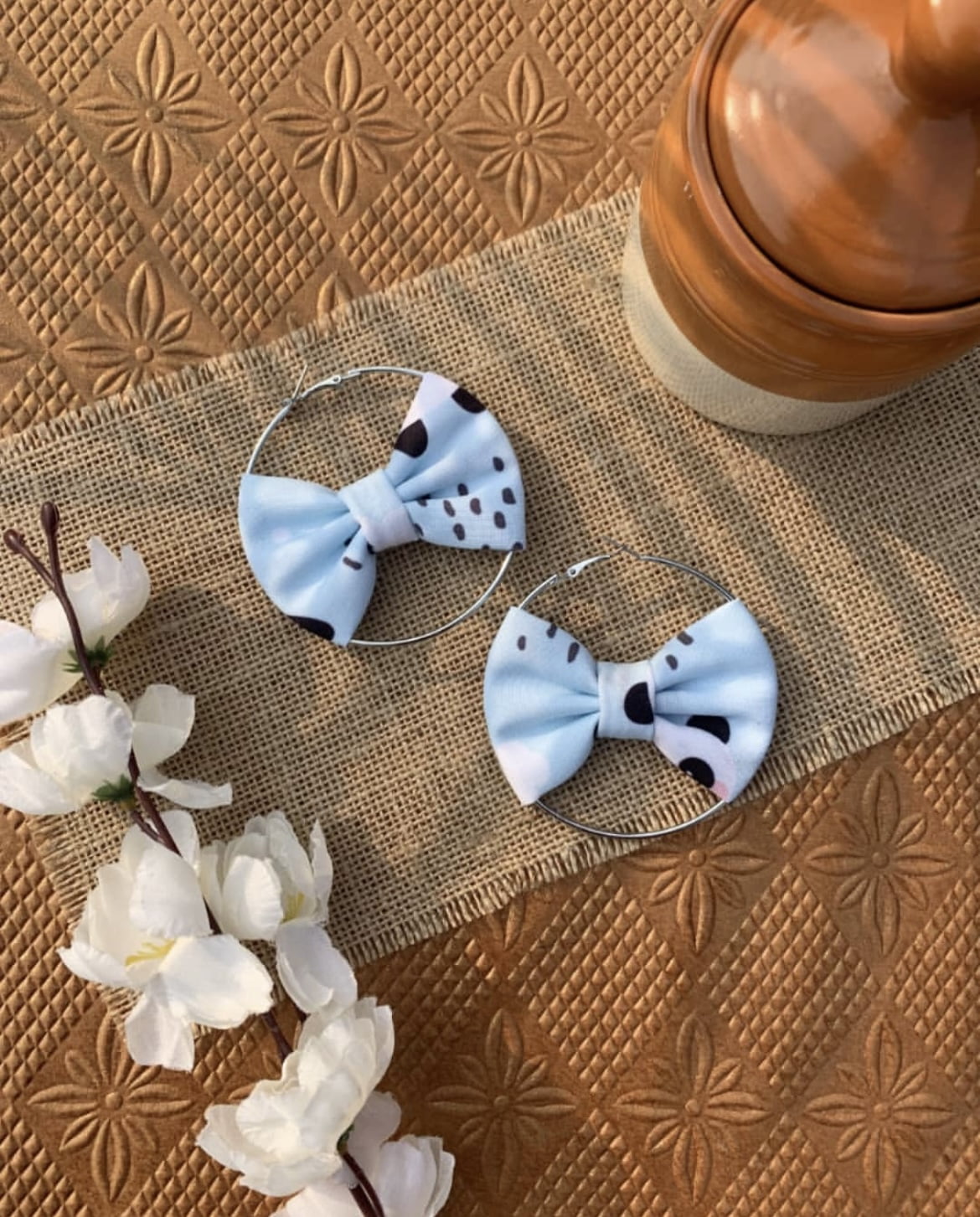 Quirky Printed Bow Hoops-ll image 0