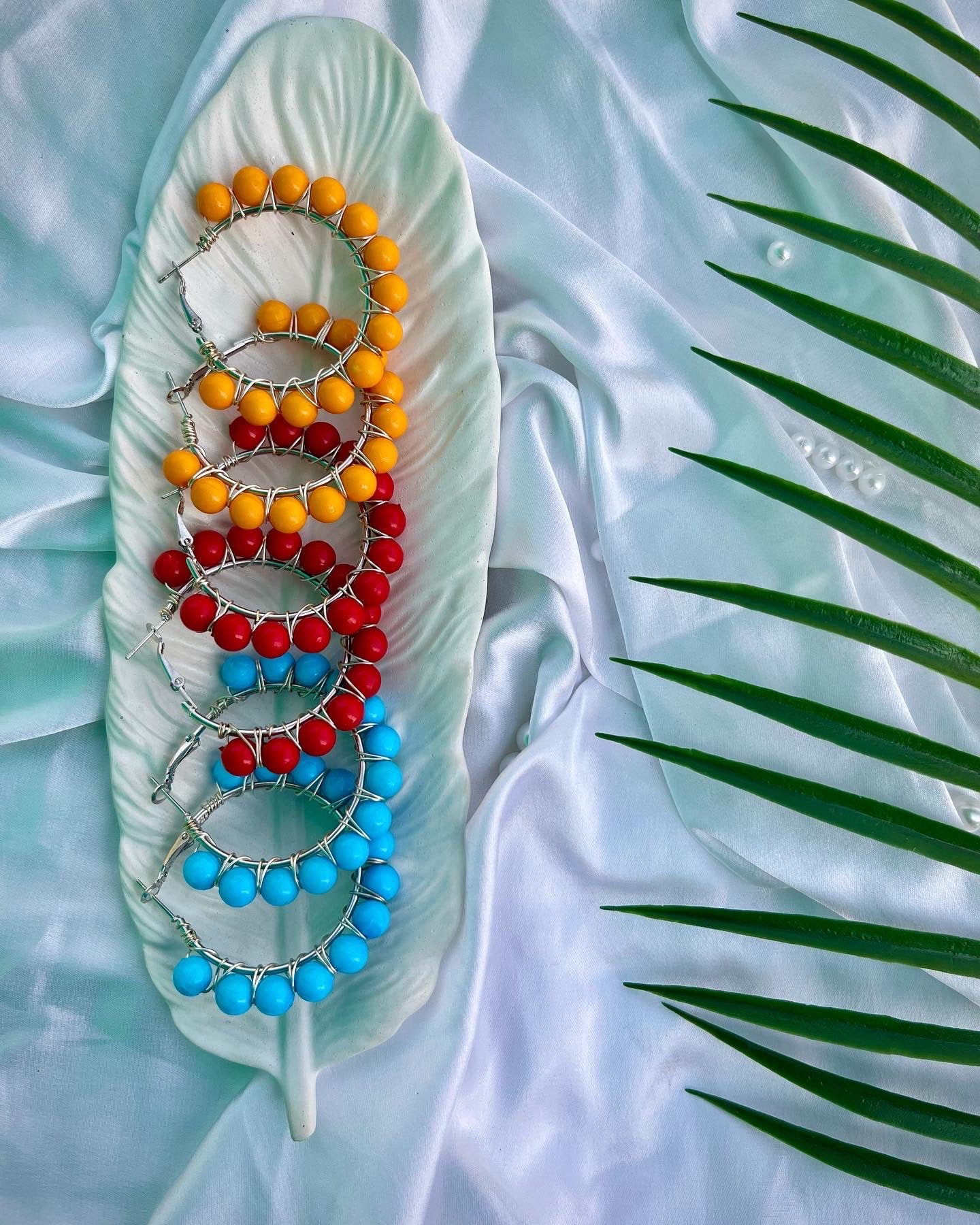 Cute Beaded Hoops-ll image 0