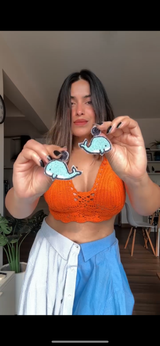 Aqua Muse Whale Earrings