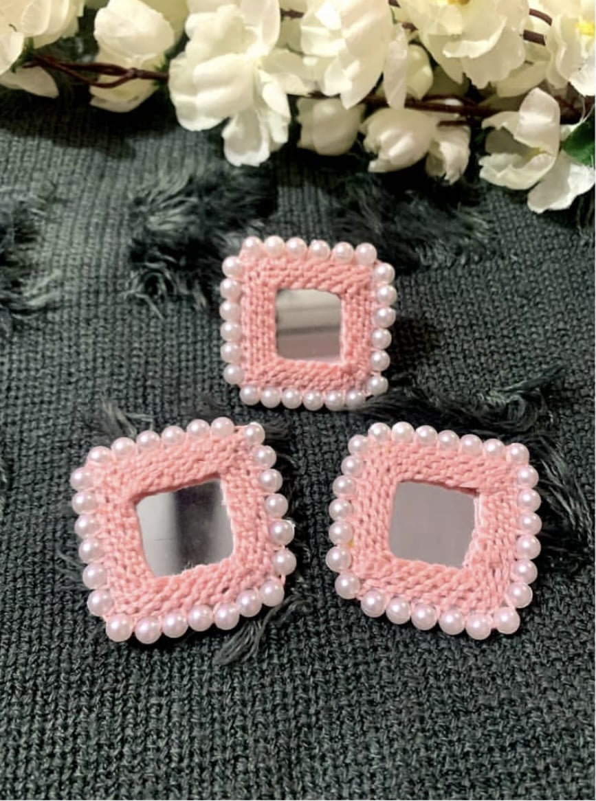 Square Mirror Studs & Ring image 0
