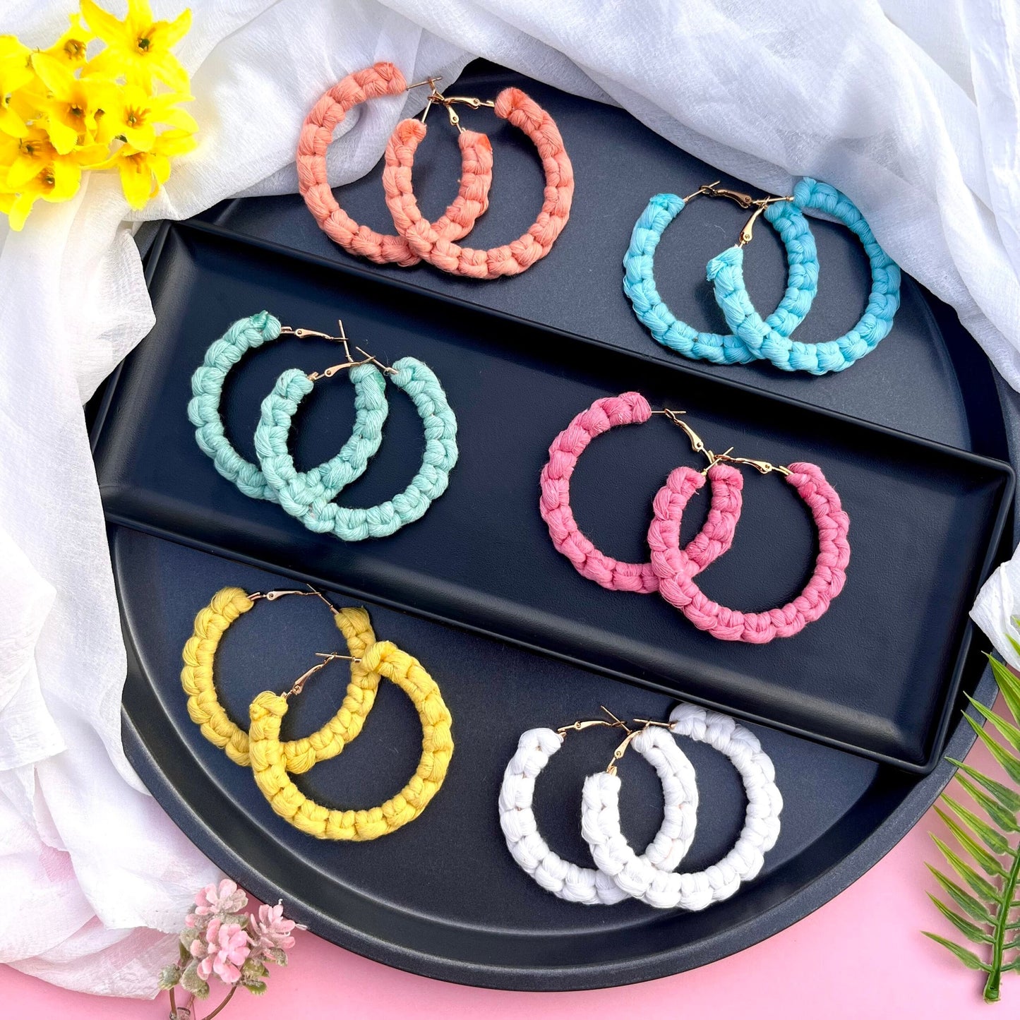 Pastel Macrame Hoops image 0