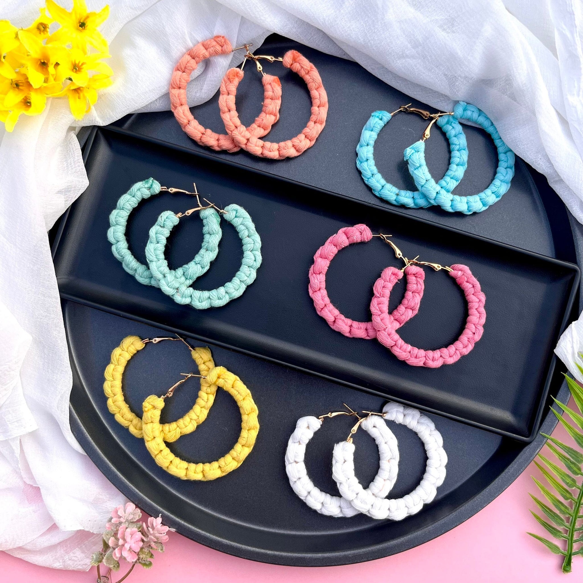 Pastel Macrame Hoops image 0
