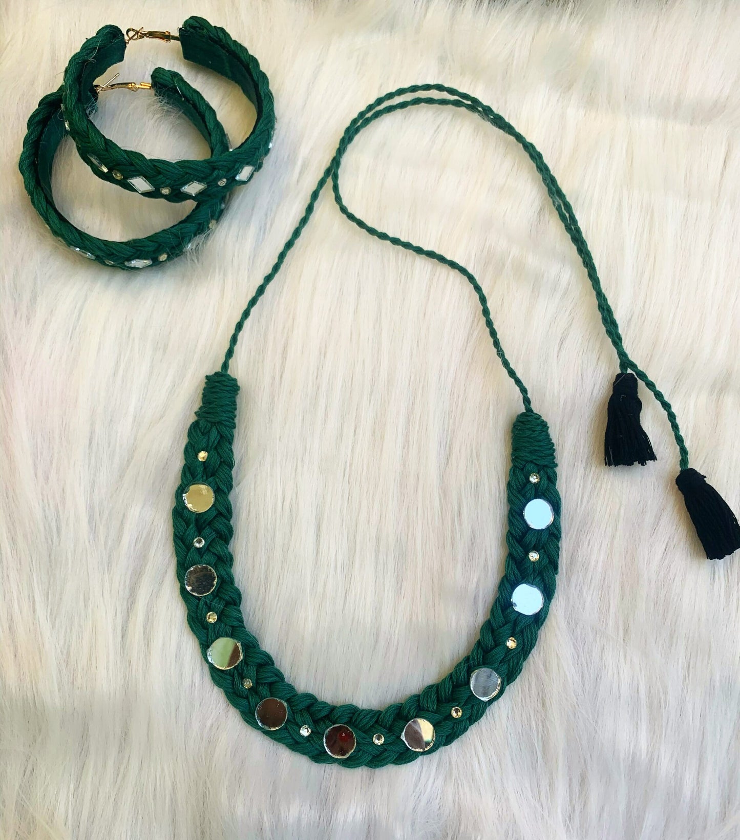 Braided Mirror Choker & Hoops Combo image 0