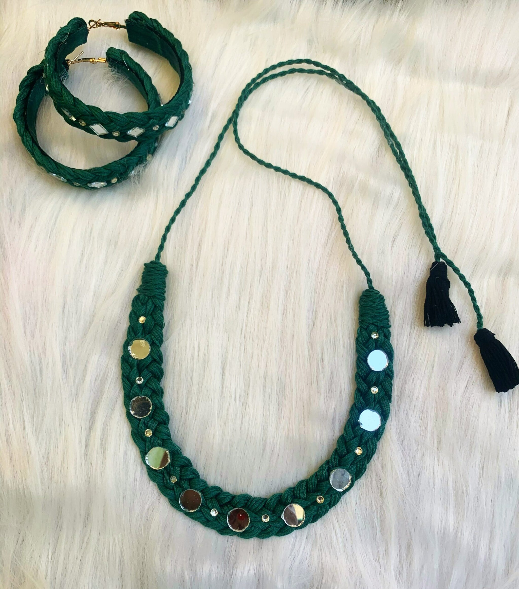 Braided Mirror Choker & Hoops Combo image 0