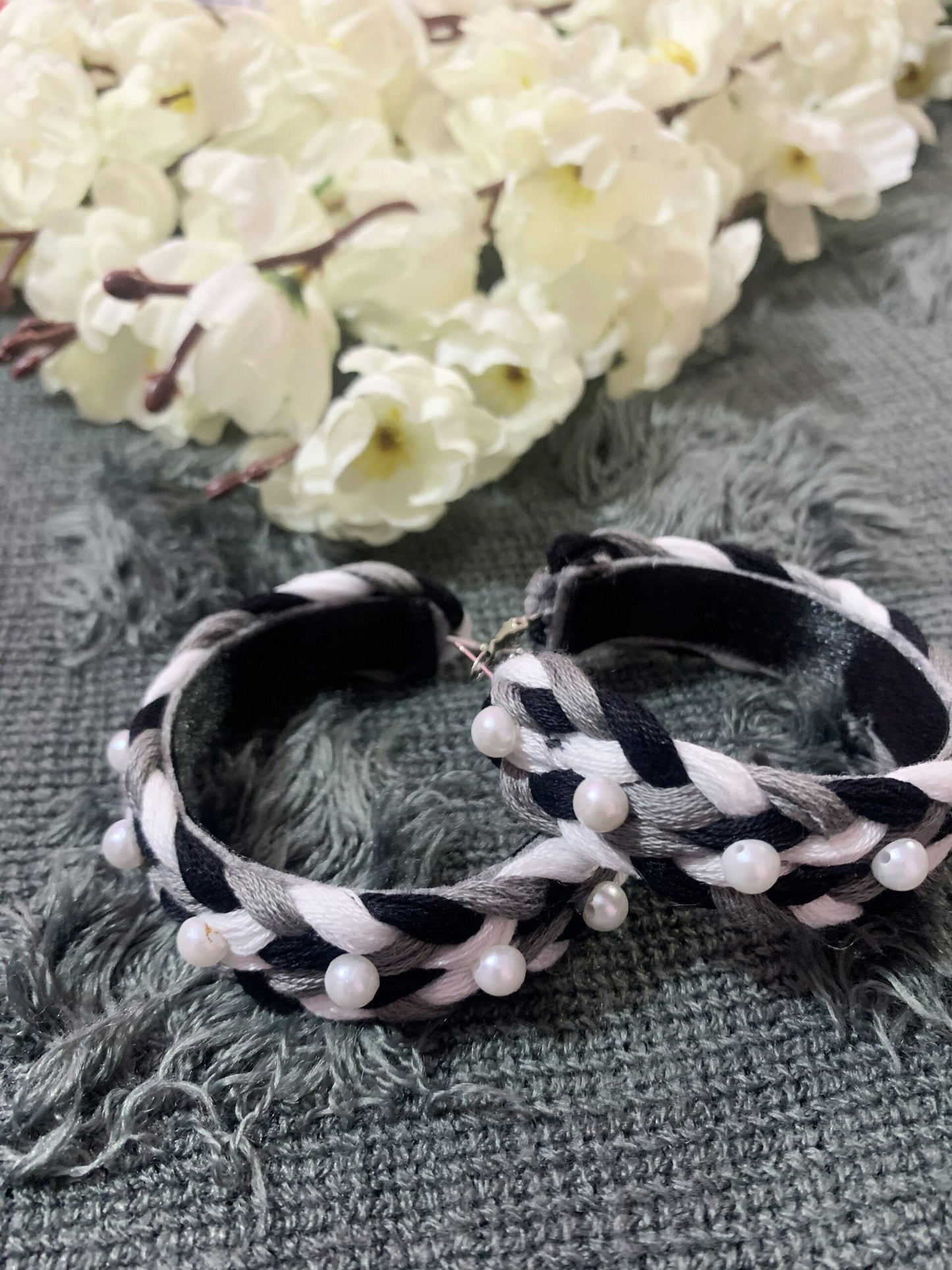 Braided Pearl Hoops image 3