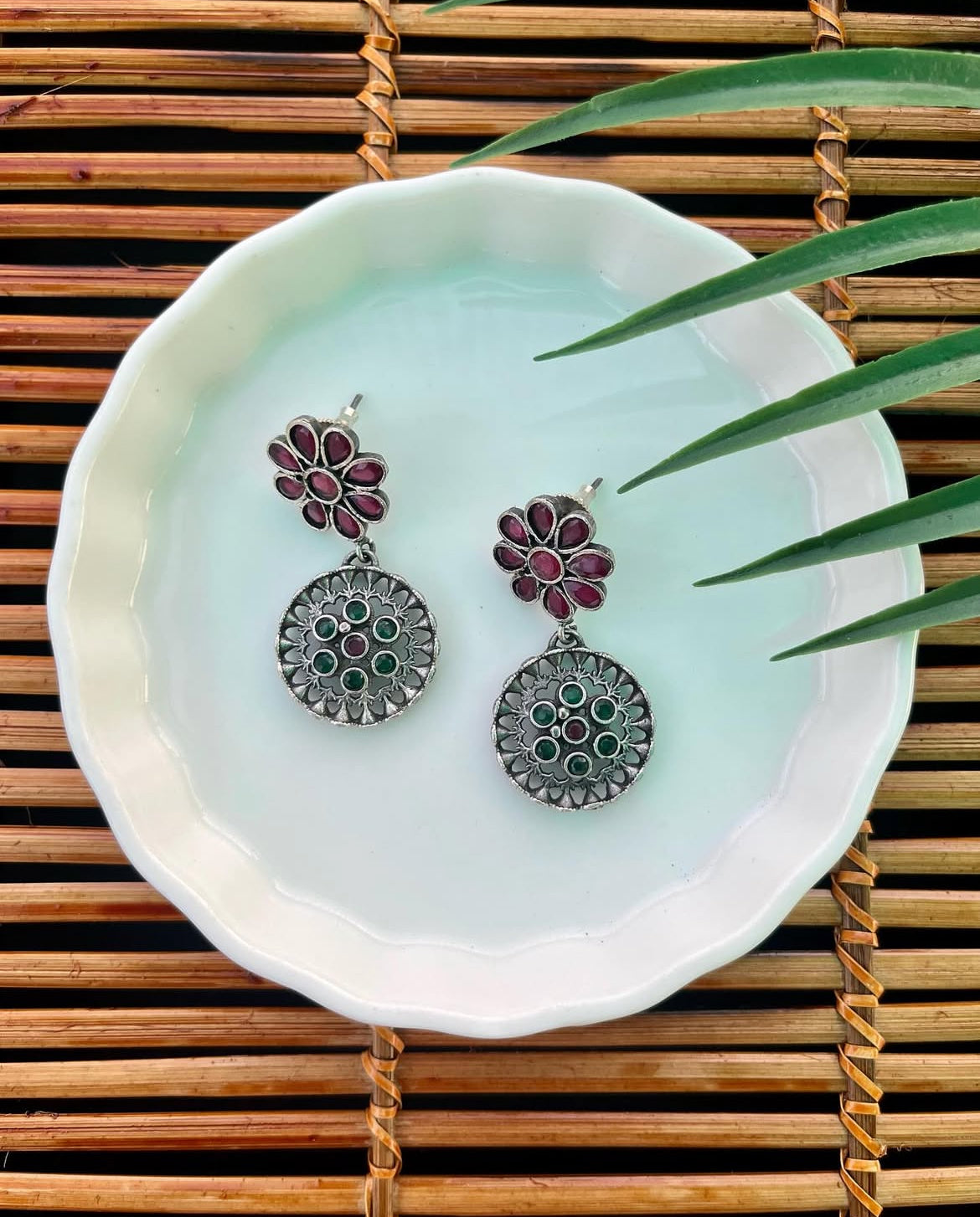 German Silver Floral Earrings | Fashion Diaries