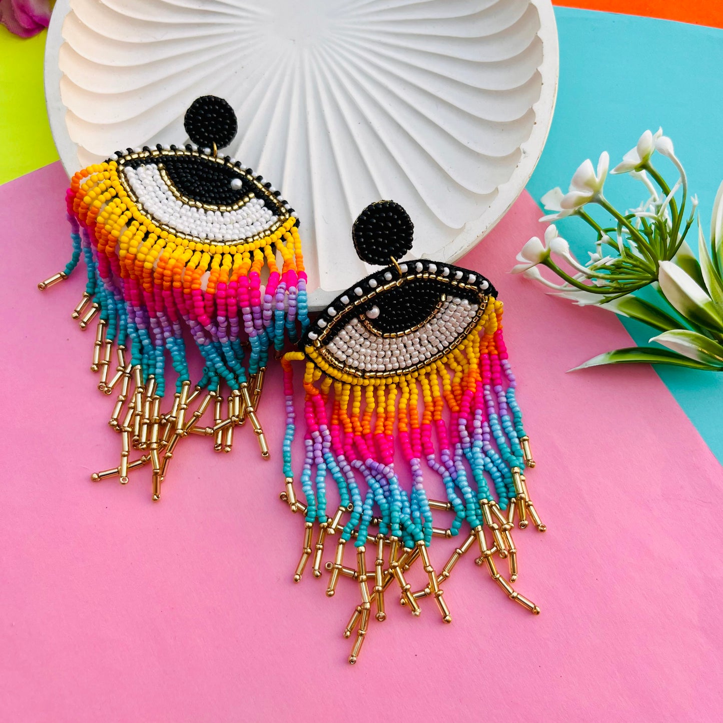 Colorburst Evil Eye Earrings
