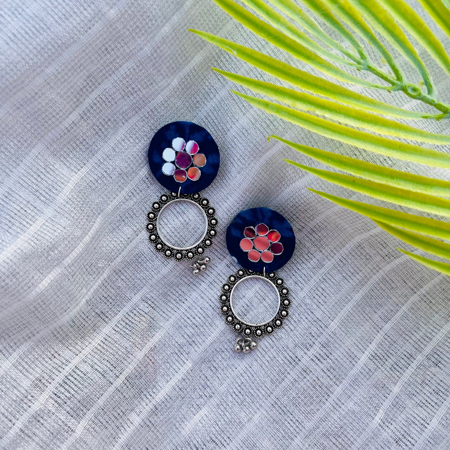 Indigo Mirror Choker with Earrings