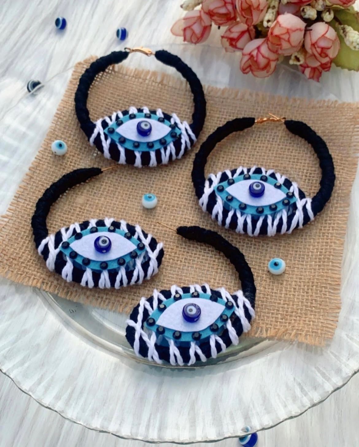Quirky Evil Eye Hoops- Full image 0