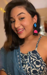 Pink & Blue Beaded Earrings image 2