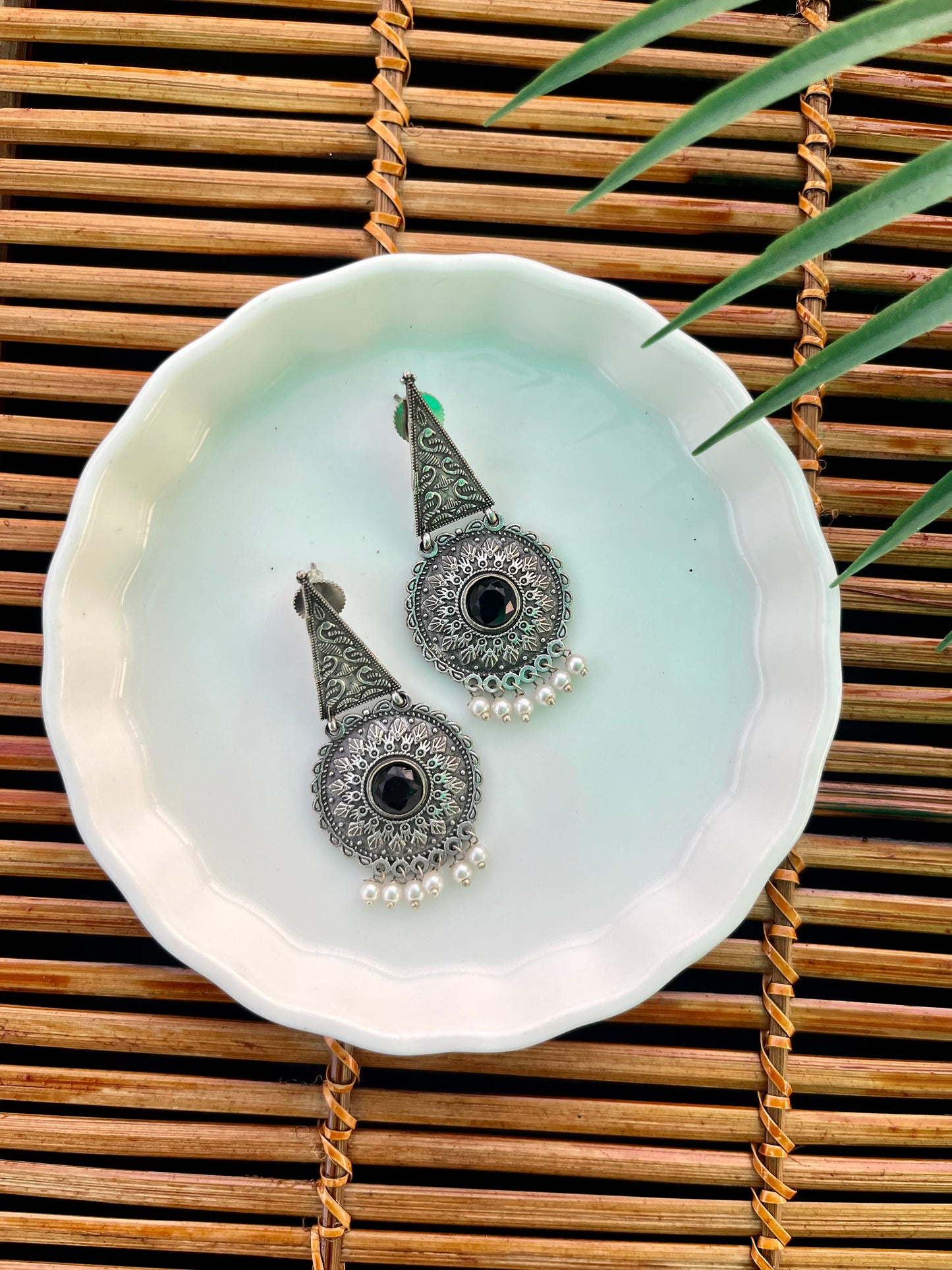 German Silver Stone Earrings | Fashion Diaries